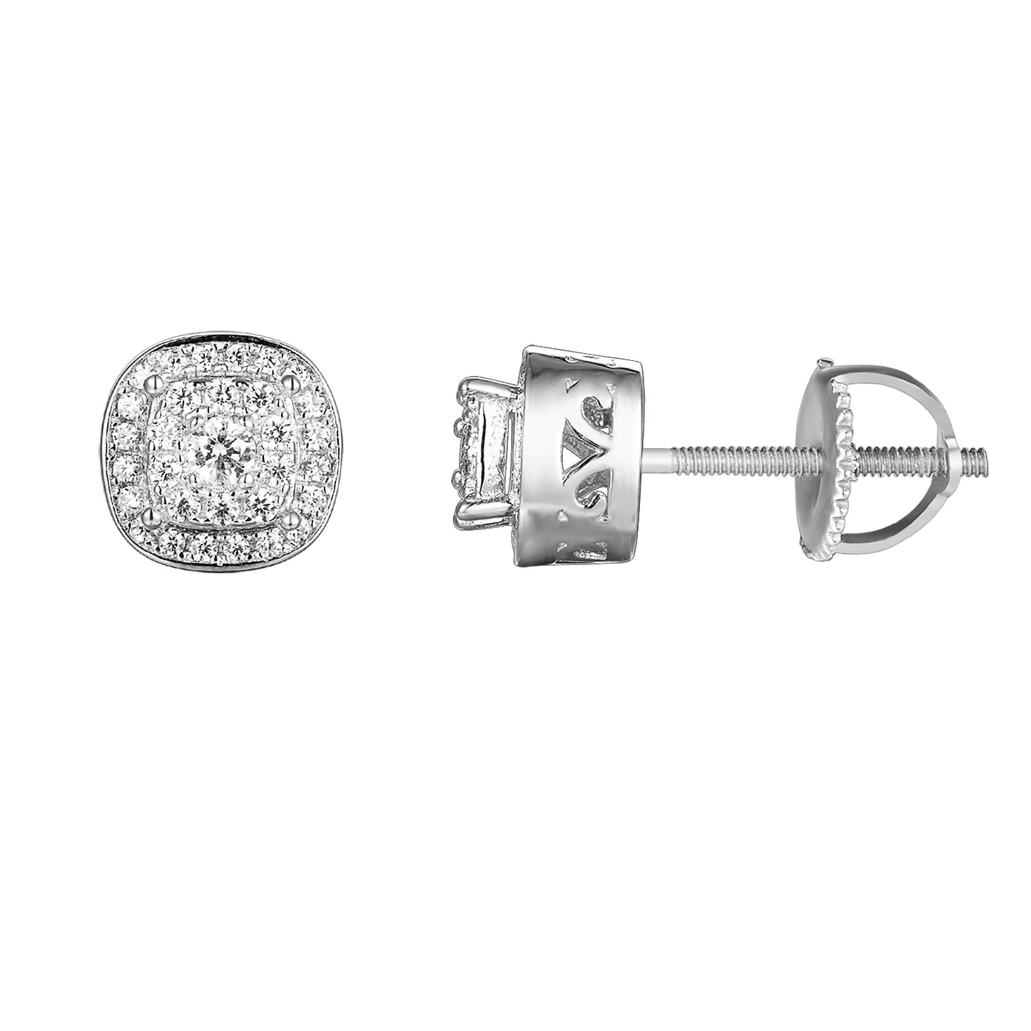 Silver 3D Custom Prong Set Stud Earrings 