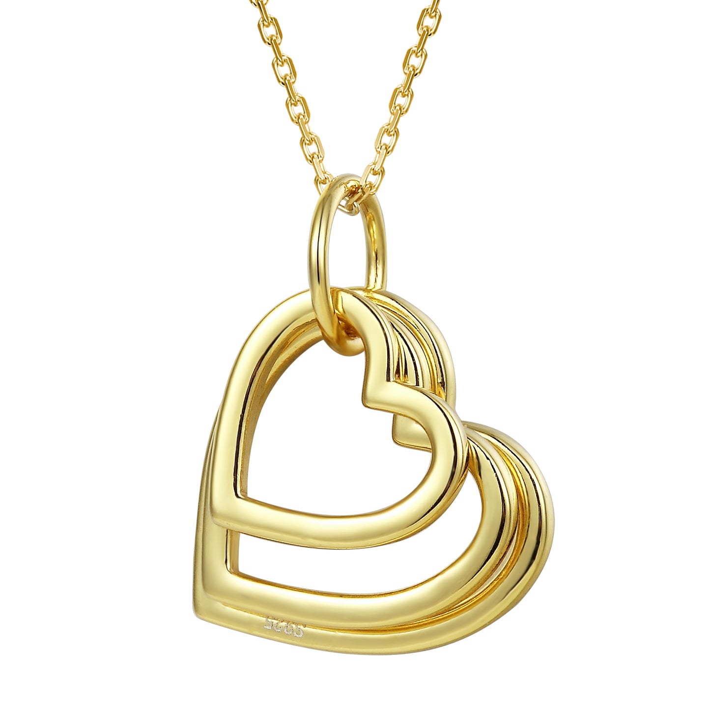 14k Gold Finish Triple Heart Love Ring Pendant Valentine's