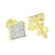 14k Gold Finish Earrings Square Shape Micro Pave Screw Back
