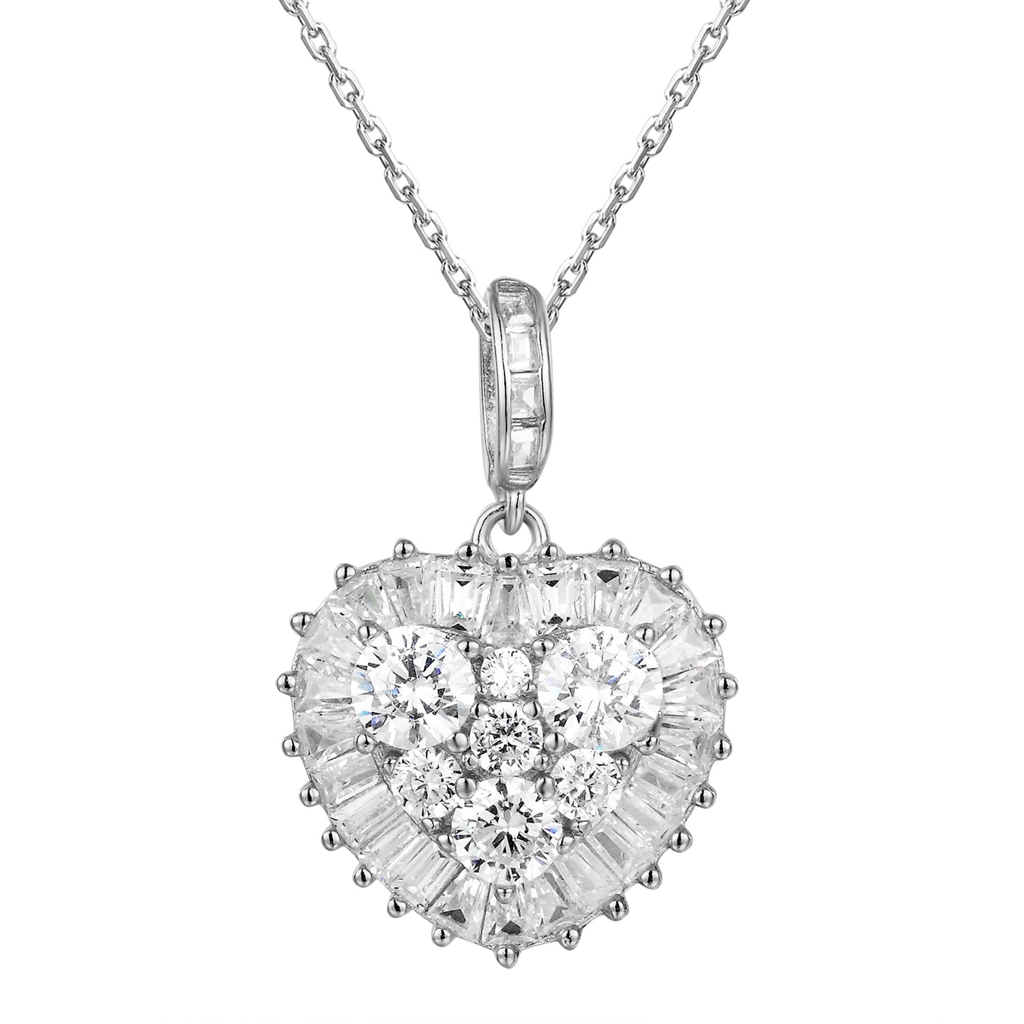 Sterling Silver Solitaire Lab diamonds Small Heart Pendant Valentine's