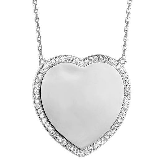 Plain Filled Women's Love Heart Pendant Valentine's Gift Set