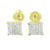 Lab Diamond Earrings Square Face Screw Back Lock 14K Yellow Gold Finish