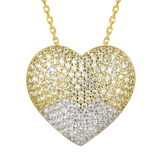 Yellow Lab diamonds 3D Love Heart 14k Gold Finish Pendant Valentine's
