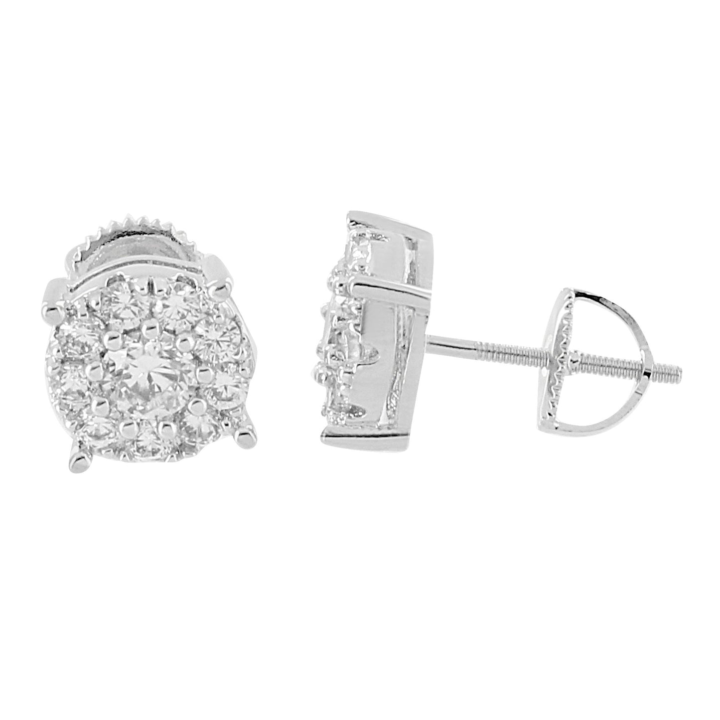 Solitaire Earrings 14K White Gold Finish Studs Cluster Set Lab Diamonds Screw On Studs