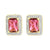 Garnet Red Ruby CZ Earrings Lab Diamonds 14K Yellow Gold Finish Screw Back