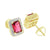 Garnet Red Ruby CZ Earrings Lab Diamonds 14K Yellow Gold Finish Screw Back