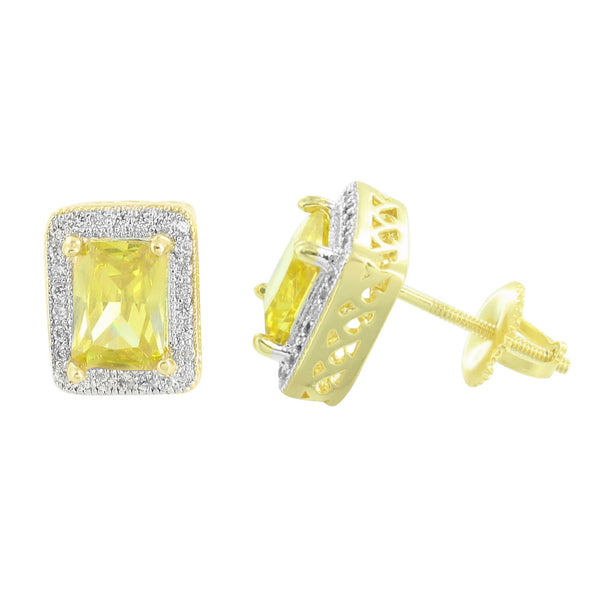 Canary Ruby CZ Pendant 14K Yellow Gold Finish Lab Diamonds Screw Back New
