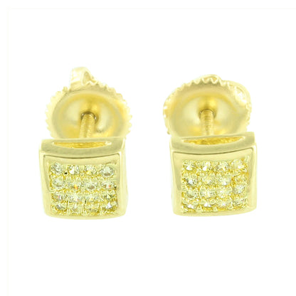 Earrings Square Design Yellow Lab Diamonds Screw On Men Ladies