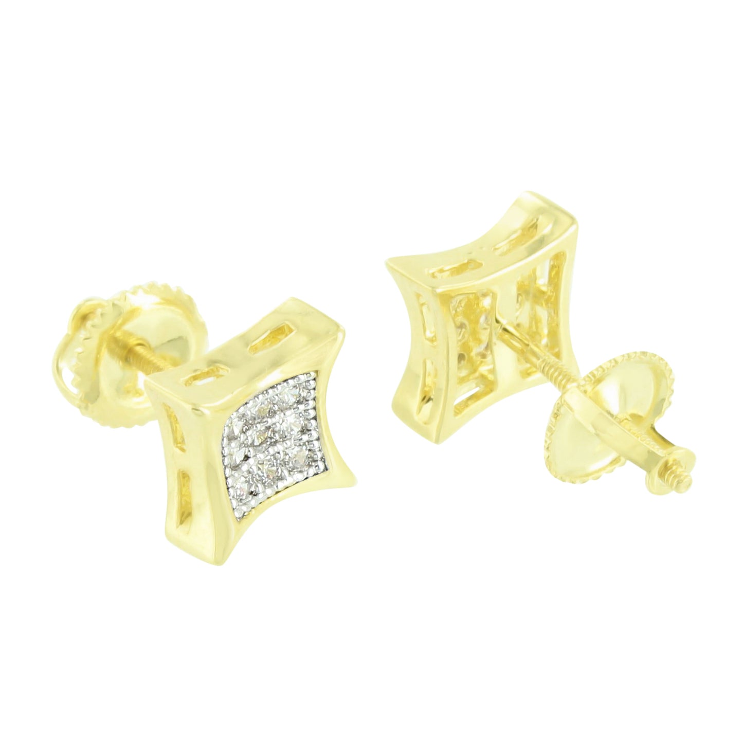 Kite Shape Gold Earrings 14K Finish Lab Diamonds Mens