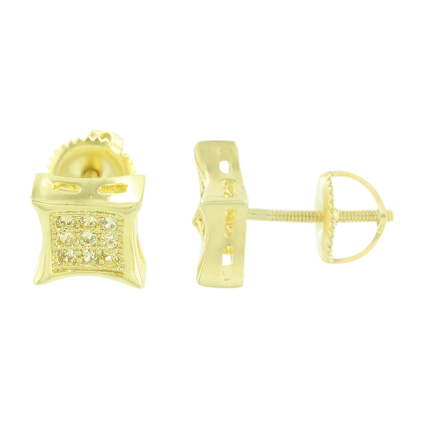 Yellow Lab Diamonds Earrings Kite Shape Screw Back 14k Yellow Gold Finish Unisex