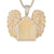Gold Tone Angel Wings Icy Picture Memory Sterling Silver Pendant
