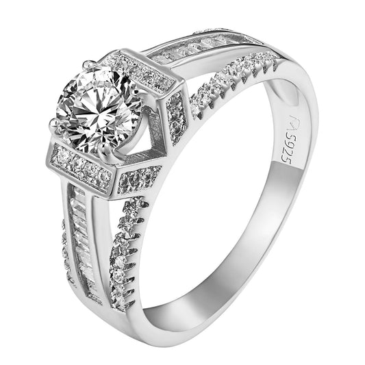 Sterling Silver Solitaire Ring Wedding Engagement Womens Round Cut Bridal Ladies