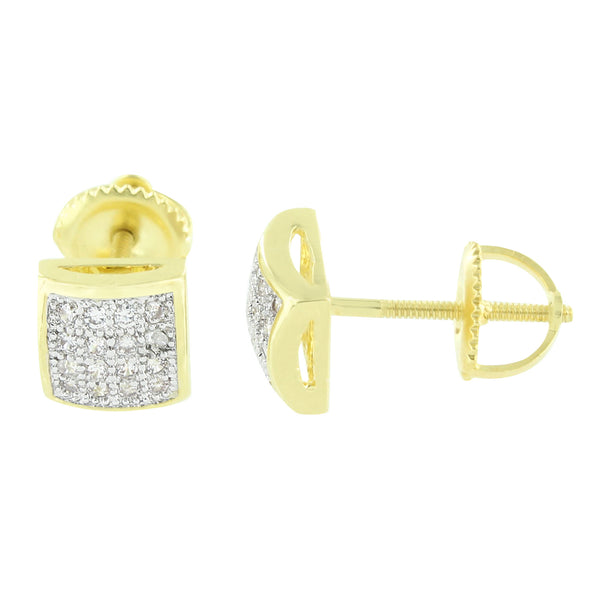 Mens Earrings Lab Diamonds 14K Gold Finish Lab Diamonds Dome Style Convex 7 MM