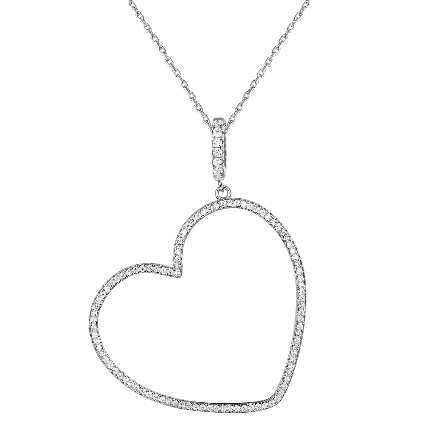 Sterling Silver Open Love Heart Pendant Valentine's Gift