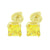 Canary Princess Cut Earrings Gold Tone Studs Screw Back 2.0 CT Look