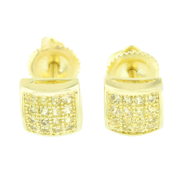 Canary Lab Diamond Earrings Mens Womens Screw On 14K Yellow Gold Finish 7 MM New