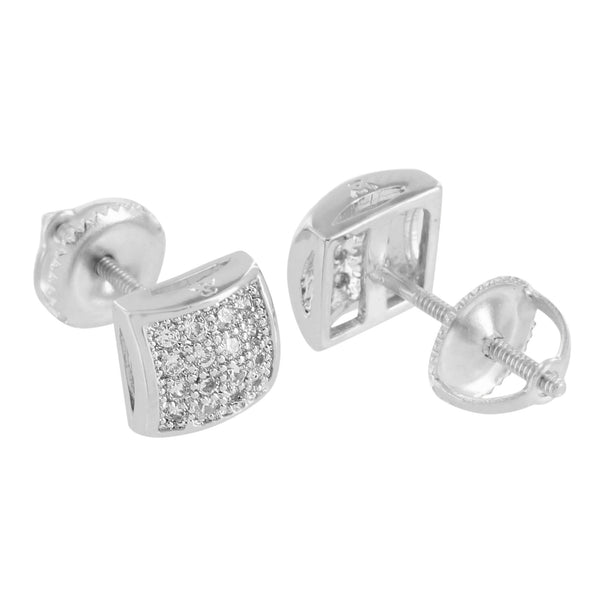 Mens White Gold Earrings On Sale 14k Finish Screw Back Lock Lab Diamonds