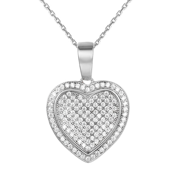 Sterling Silver Double Heart Love Silver Pendant Valentine's Gift