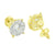 Solitaire Round Earrings Studs Gold Finish Cluster Set Simulated Diamonds