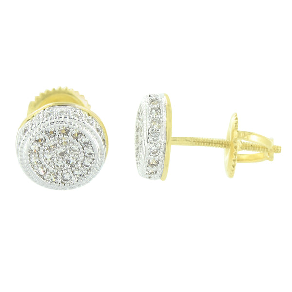 Gold Tone Earrings Round Design Studs Simulated Diamonds
