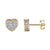 Designer Sterling Silver Fully Bling 14k Gold Finish Heart Stud Push Back Earrings
