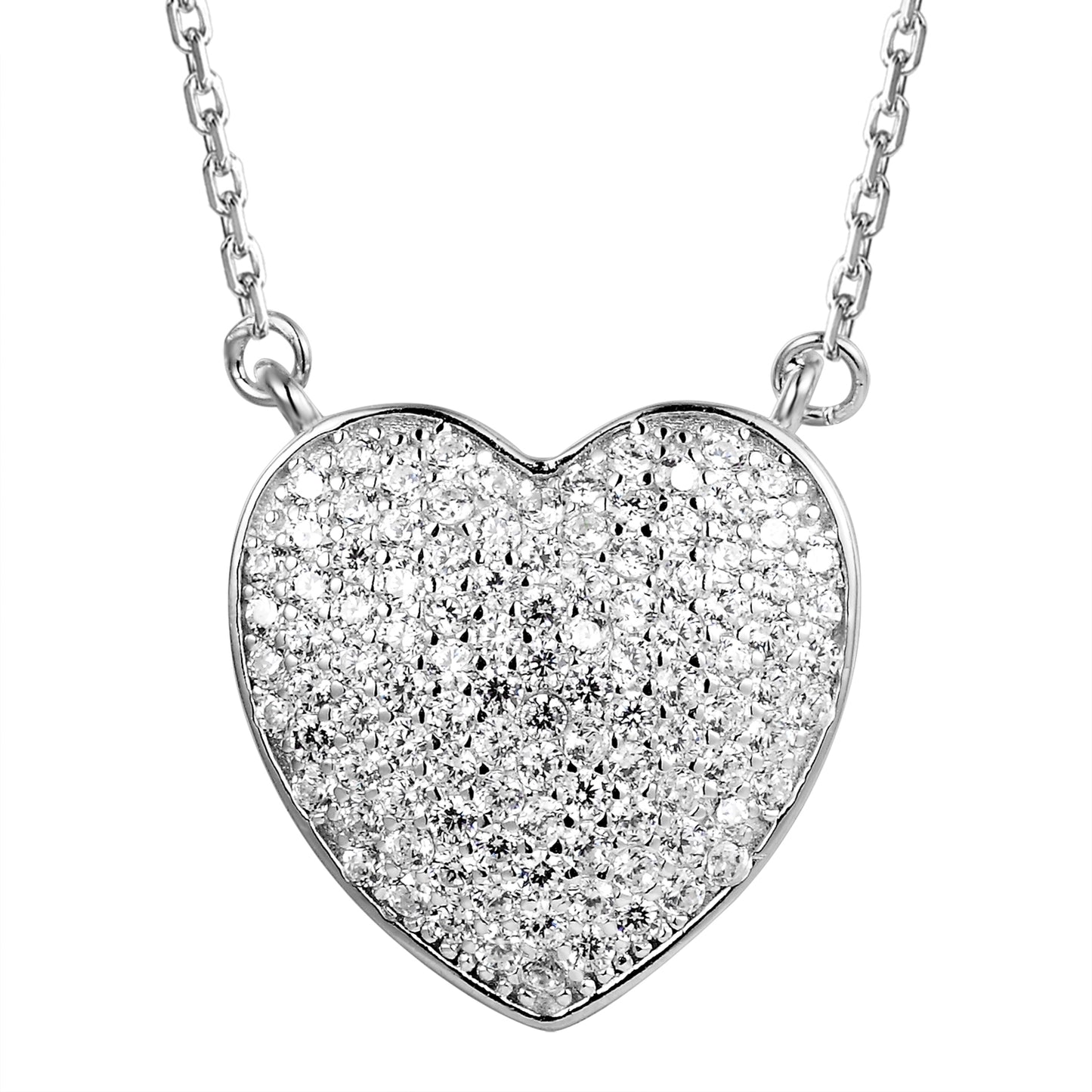 Sterling Silver 3D Love Women's Heart Pendant Valentine's
