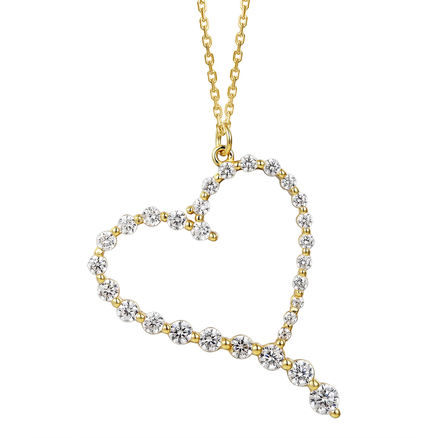 14K Gold Finish Love Heart Frame Pendant Valentine's Gift