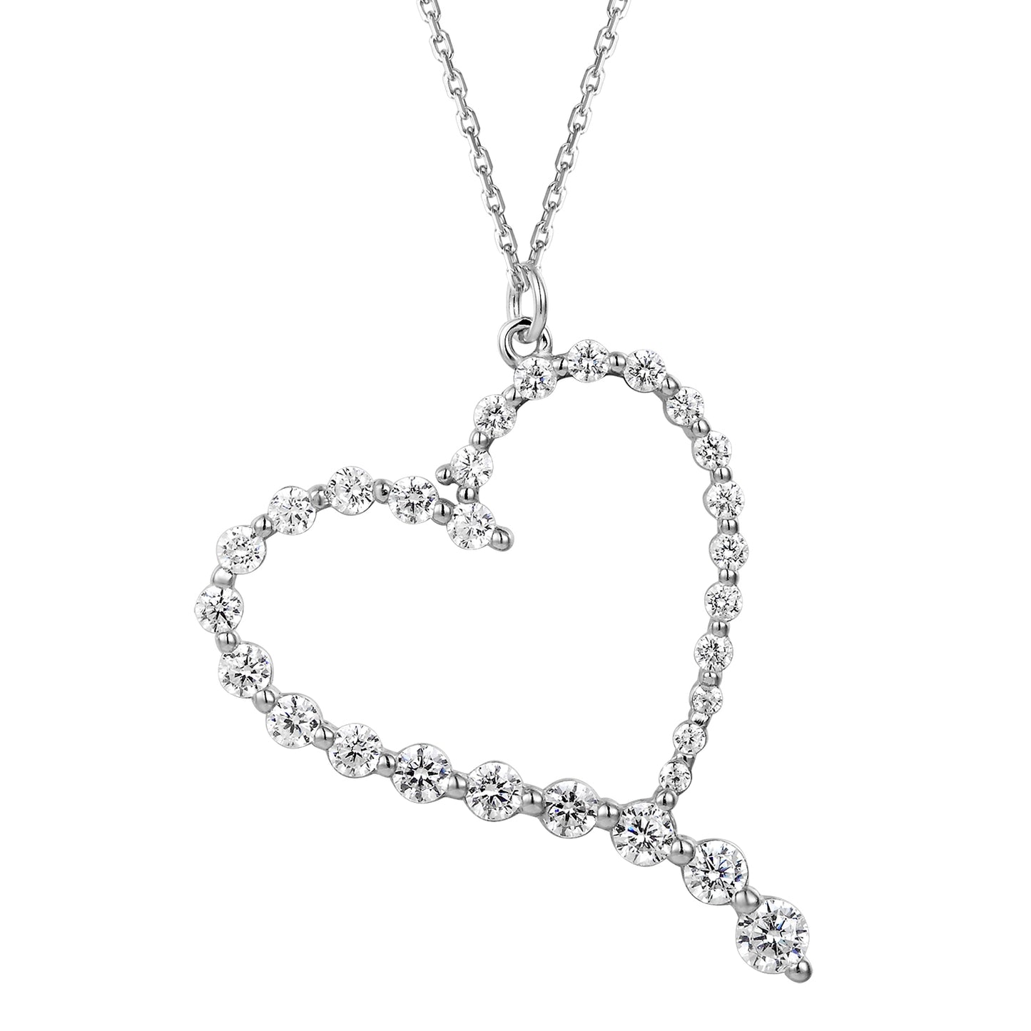 Sterling Silver Love Tilted Heart Frame Pendant Valentine's Gift