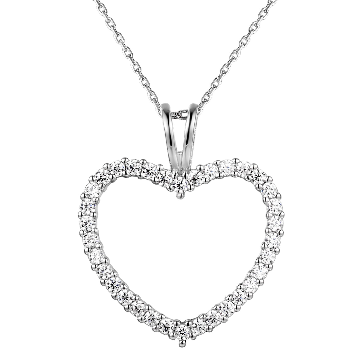 Love Heart Frame Solitaire Sterling Silver Pendant Valentine's