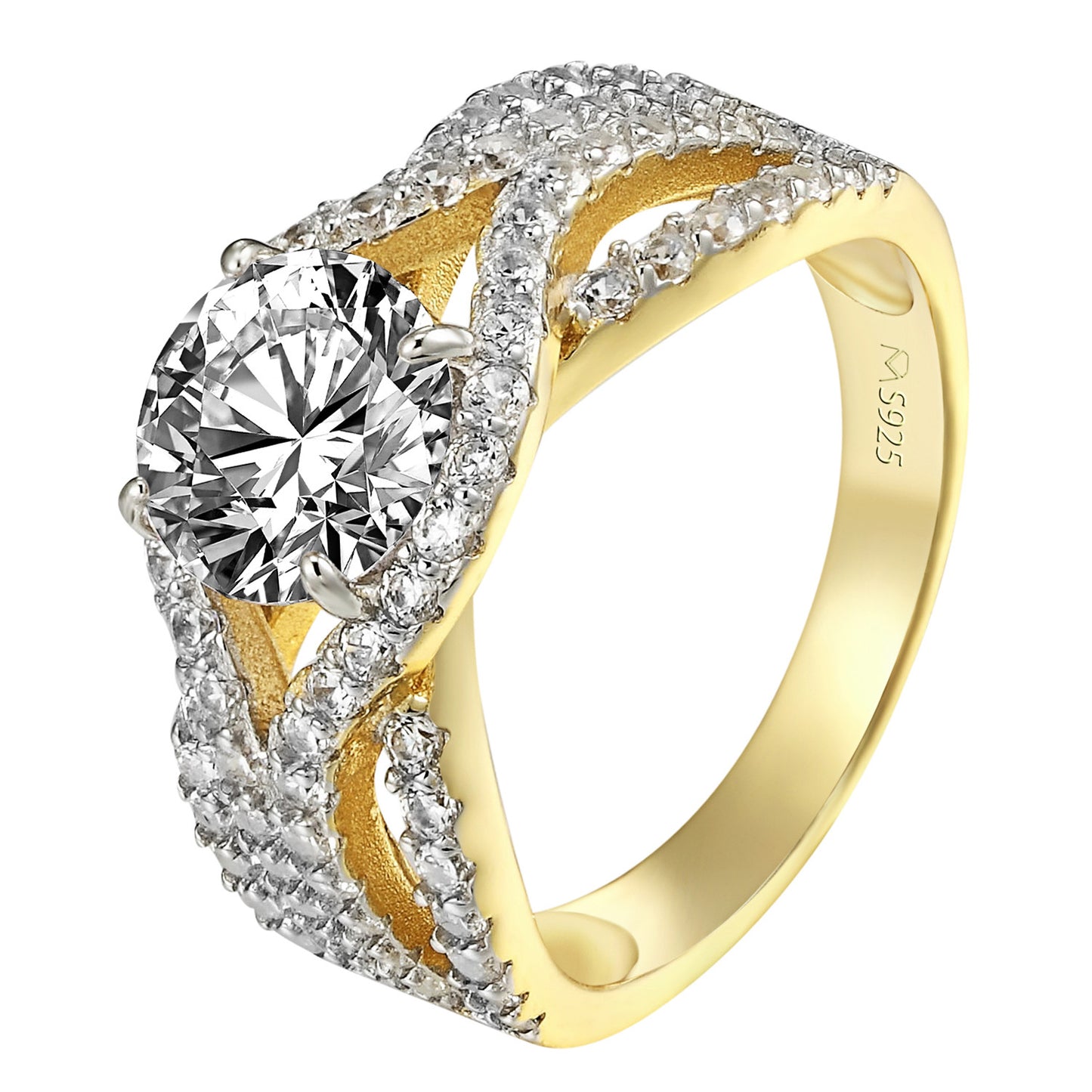 Sterling Silver Wedding Solitaire Ring Womens 14k Gold Over 925 Silver CZ Bridal