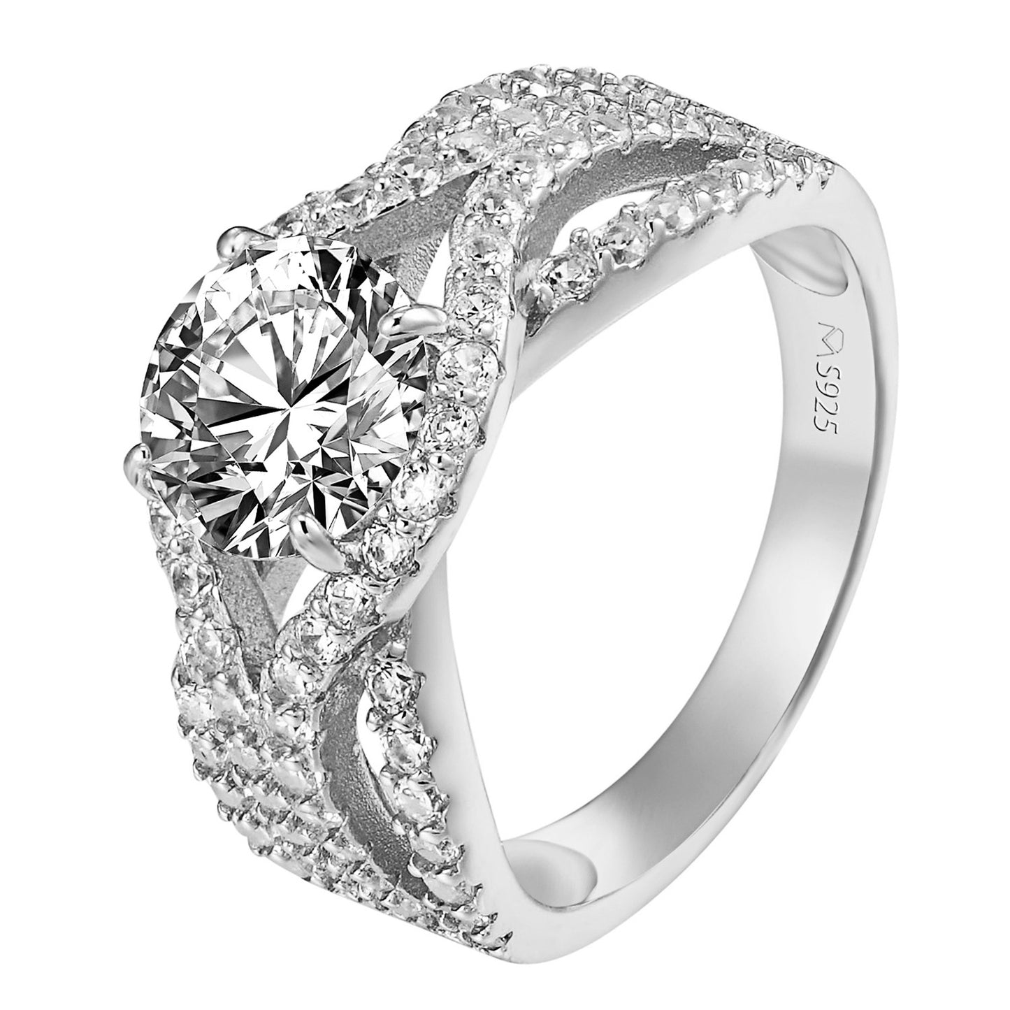 Solitaire Round Cut Ring Wedding Womens Bridal Engagement Sterling Silver CZ New