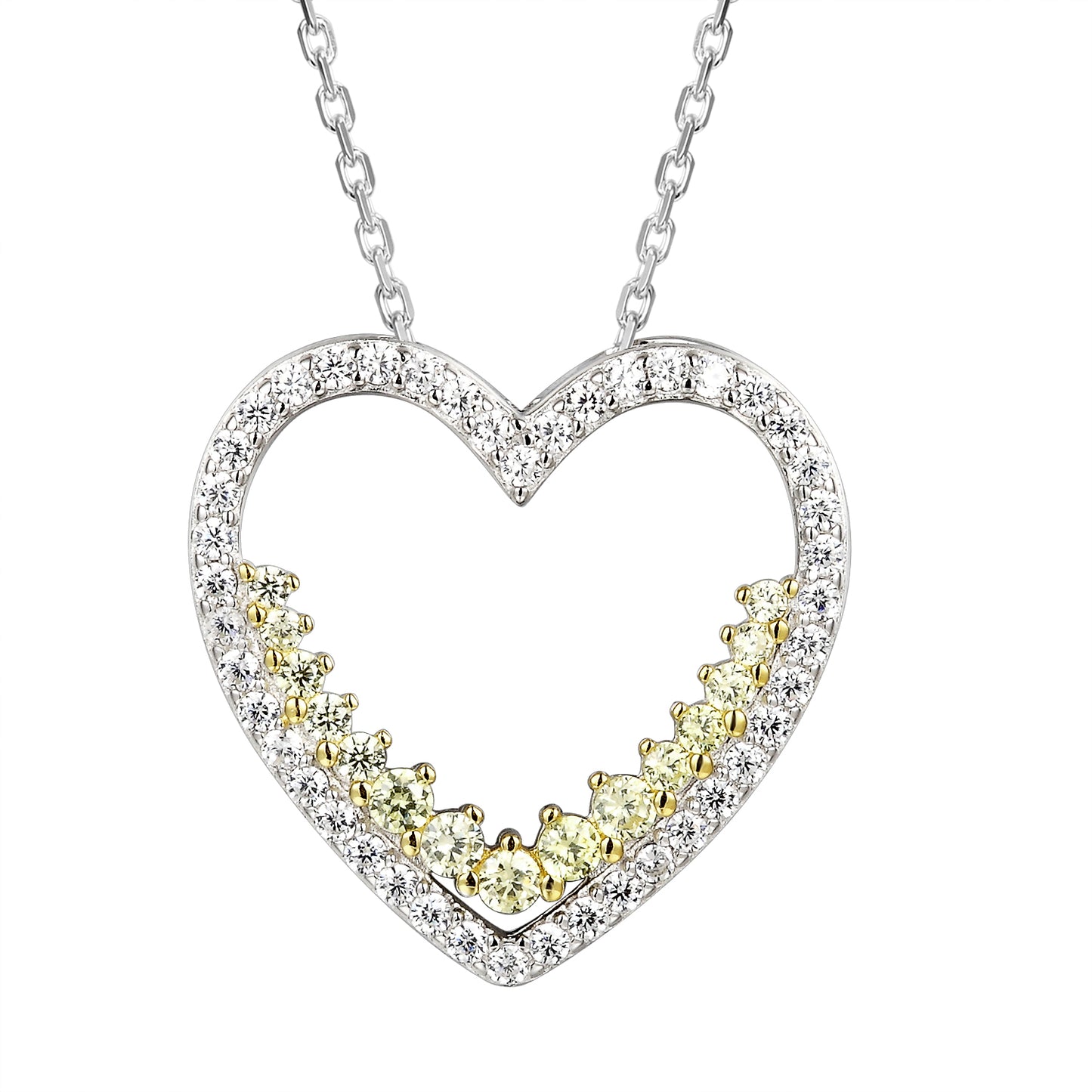 Heart Frame Yellow Solitaire Silver Love Pendant Valentine's