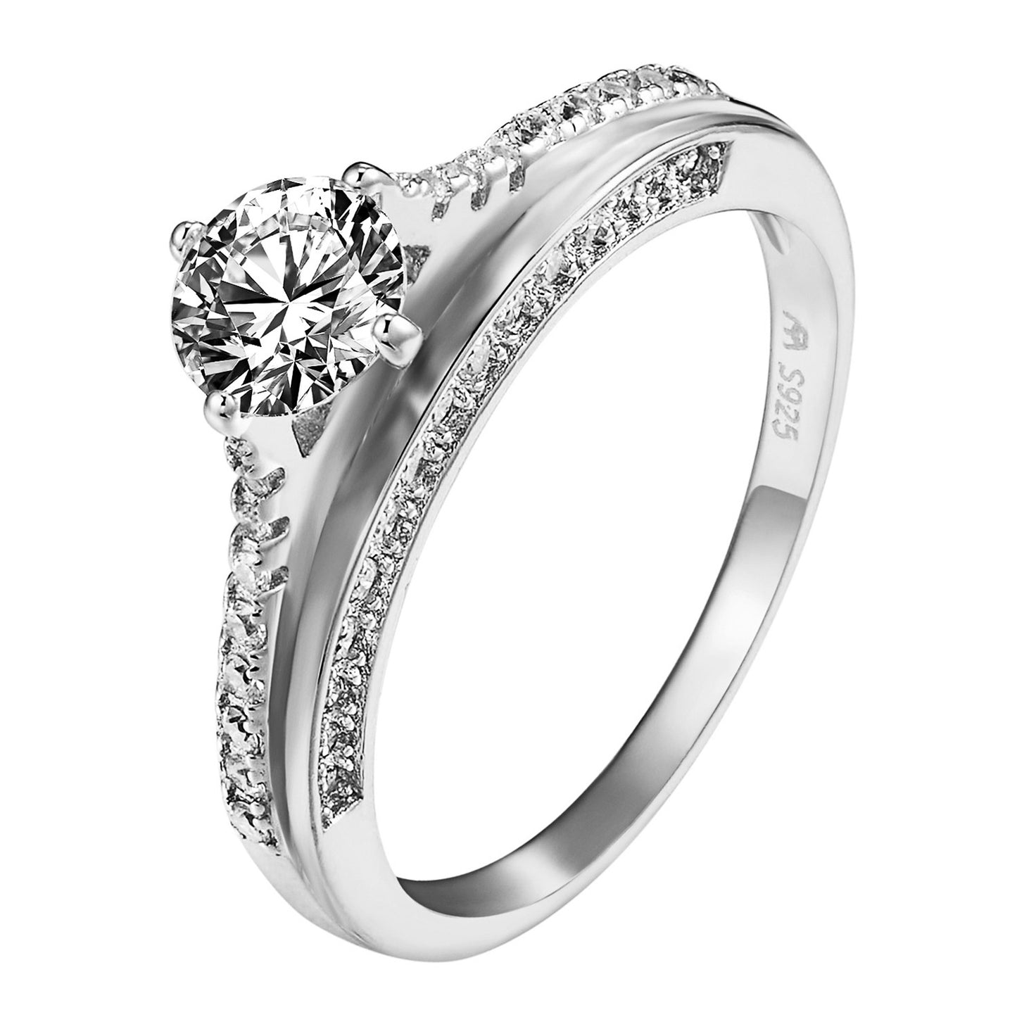 Sterling Silver Solitaire Wedding Ring Engagement .925 Cubic Zirconia Promise