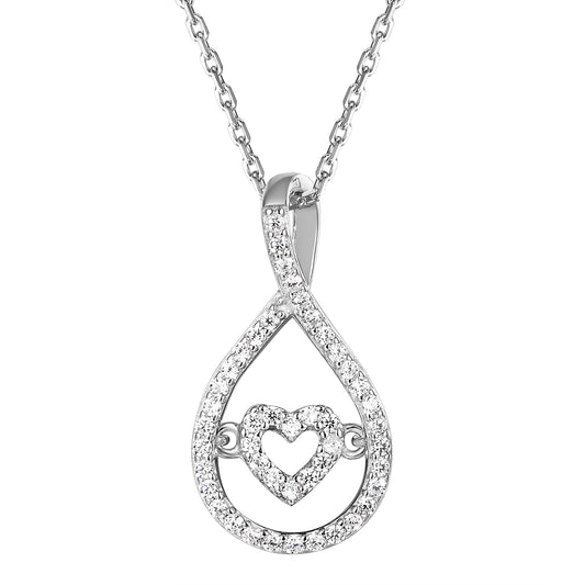 Sterling Silver Infinity Love Heart Pendant Valentine's Gift Set