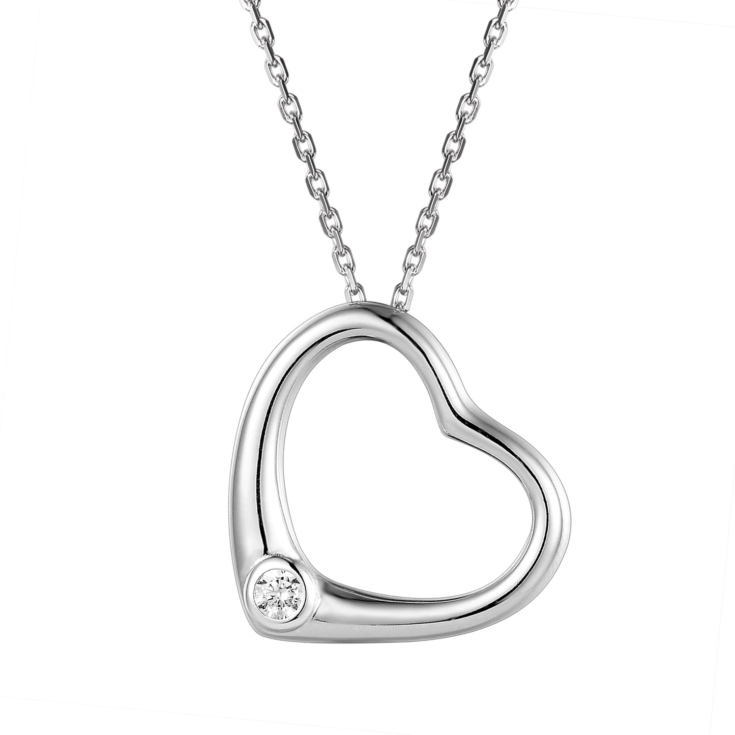 Plain Open Heart Love Sterling Silver Pendant Valentine's
