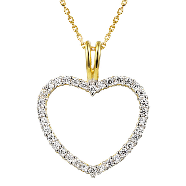 Open Love Heart Frame 14k Gold Finish Pendant Valentine's