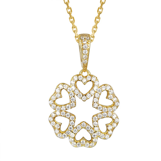 Leaf Clover Heart Shaped 14k Gold Finish Pendant Chain