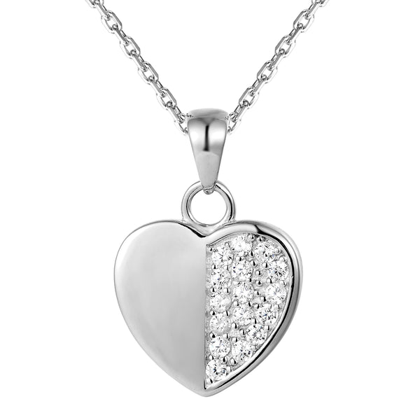 Sterling Silver Love Plain Solitaire Heart Pendant Valentine's