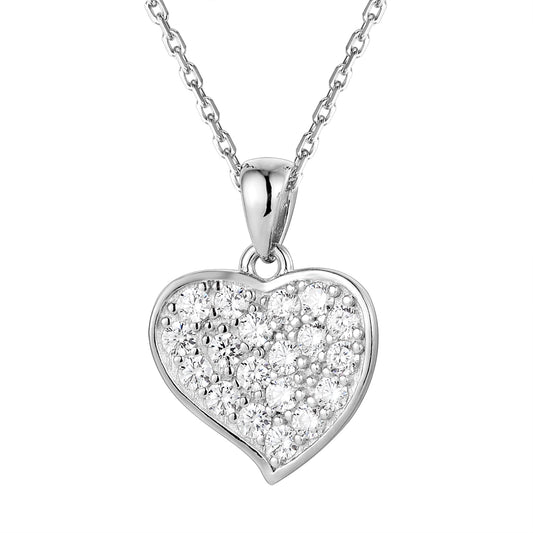 Women's Solitaire Tilted Heart Silver Pendant Valentine's