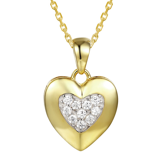 Heart in Heart 14k Gold Finish Love Pendant 18" Chain