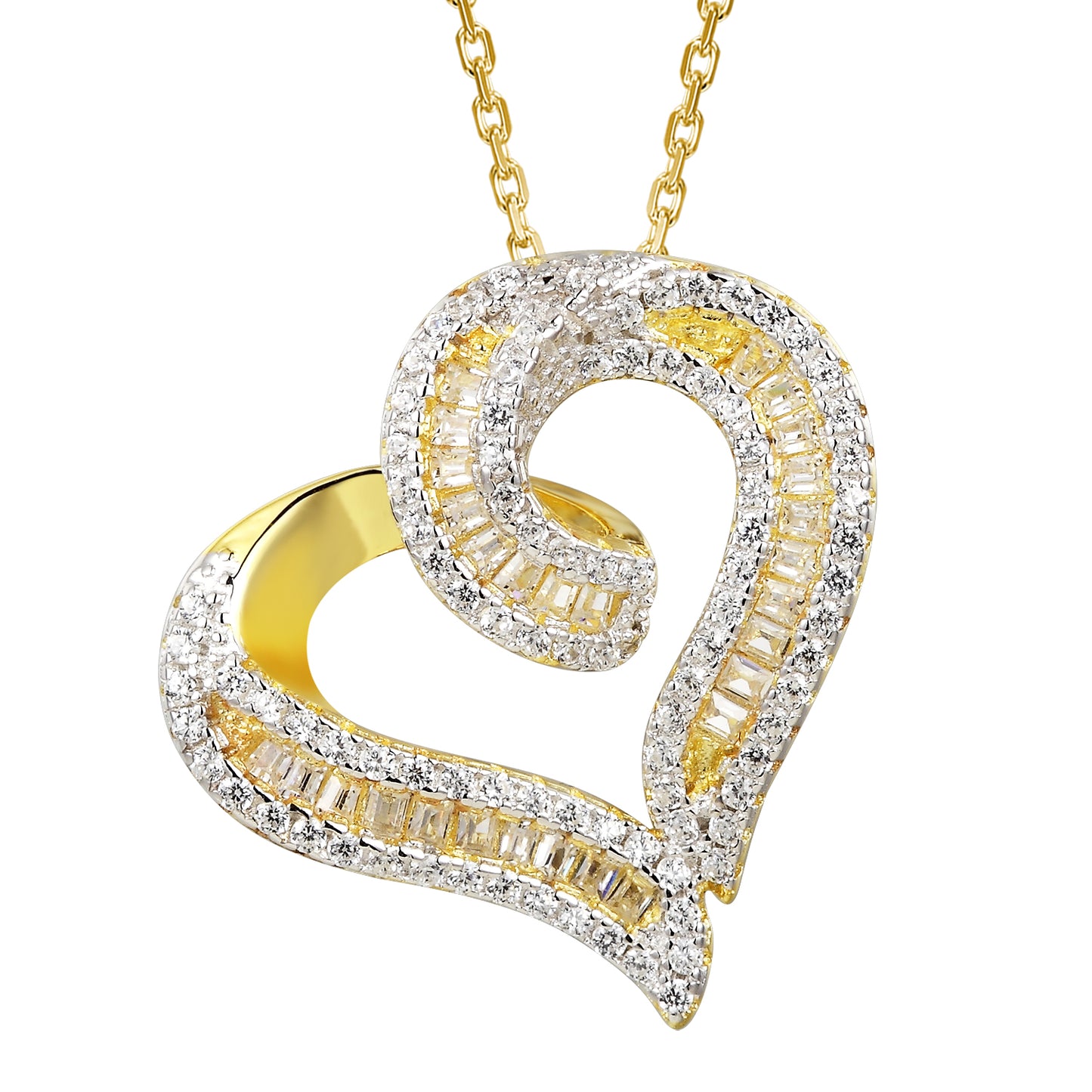 14k Gold Finish Twisted Open Heart Pendant Valentine's