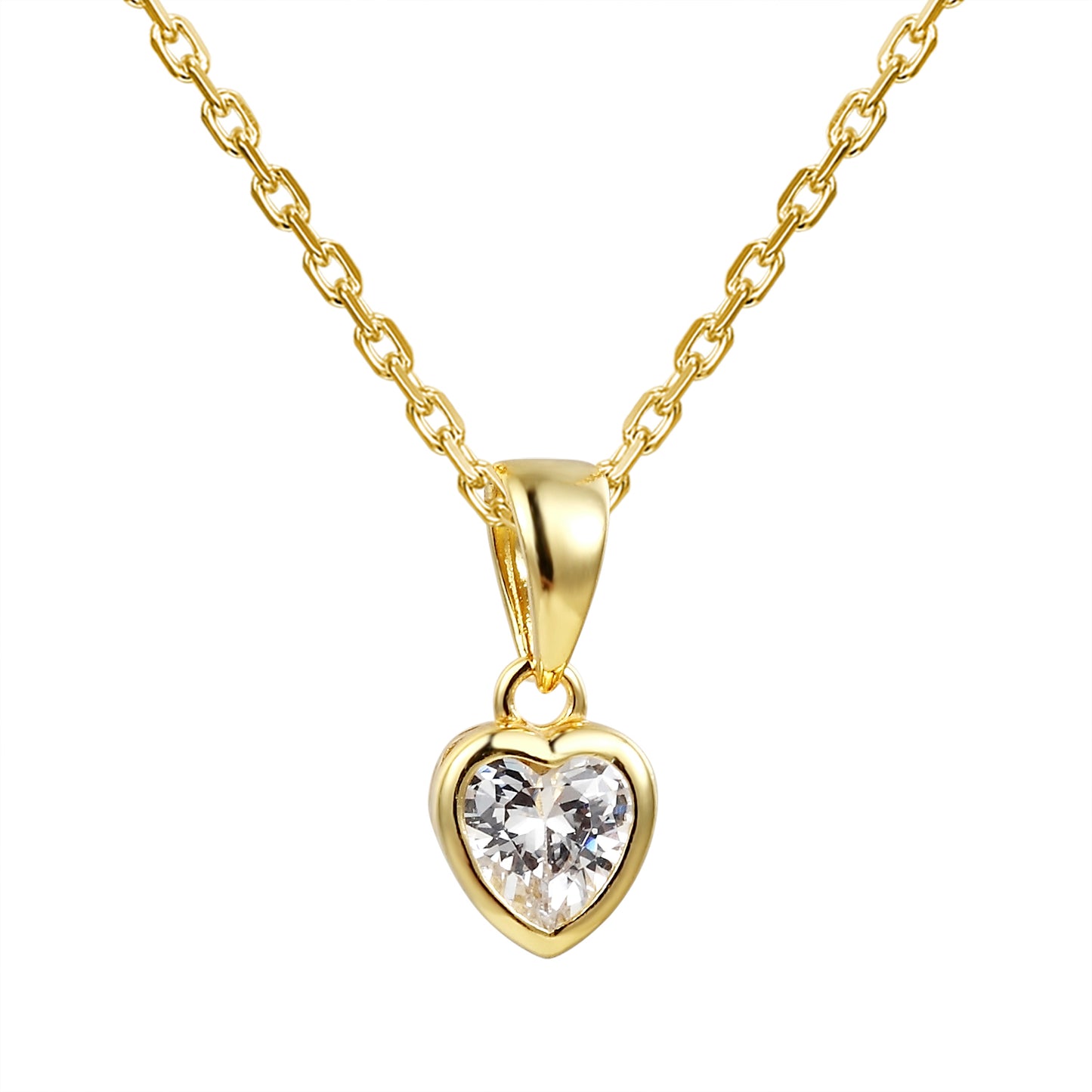 Small Heart Crystal Solitaire Pendant Chain Valentine's Set