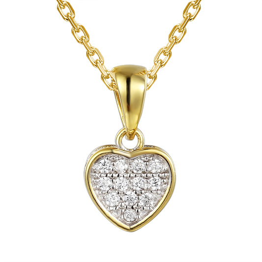 Solitaire 3D 14k Gold Finish Mini Heart Pendant Valentine's