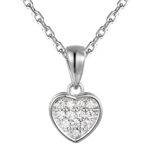 Sterling Silver Solitaire 3D Mini Heart Pendant Valentine's