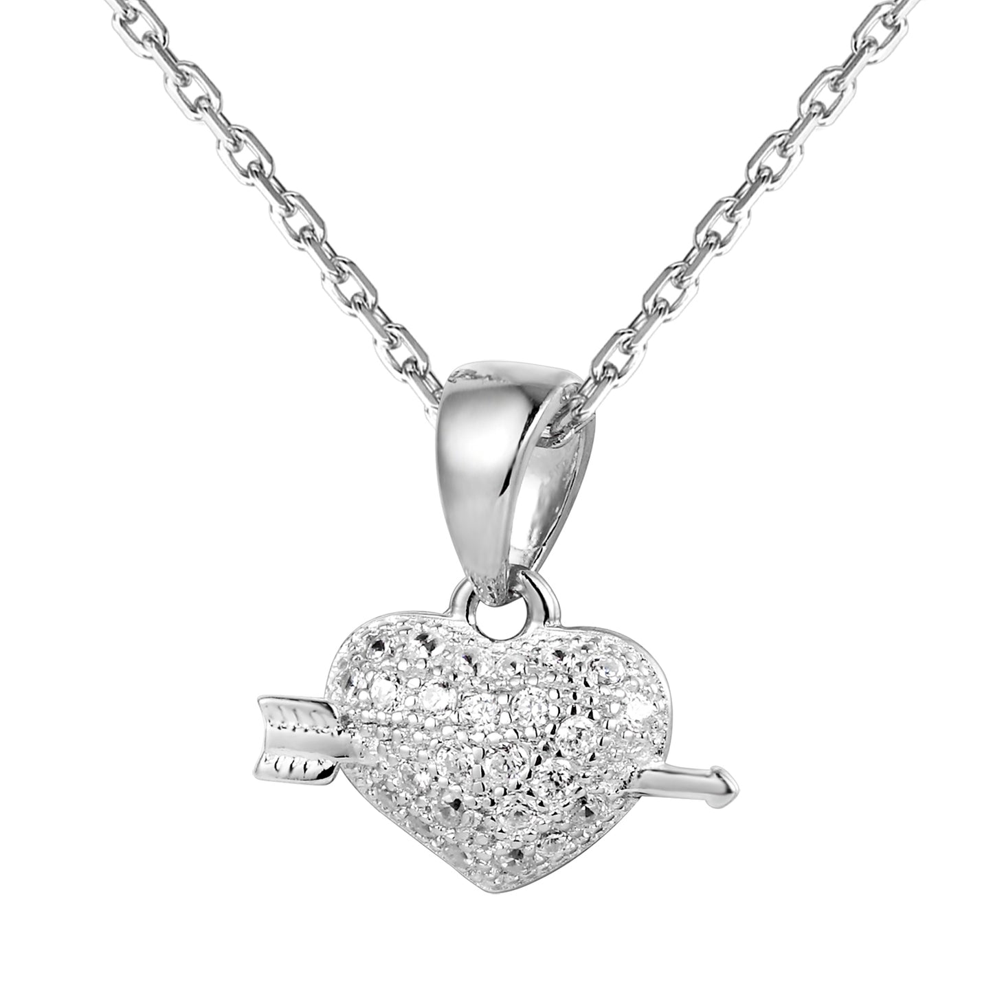Mini Heart & Arrow Sterling Silver Pendant Chain Valentine's