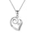 Tilted Open Whirl Heart Solitaire Silver Pendant Chain Set