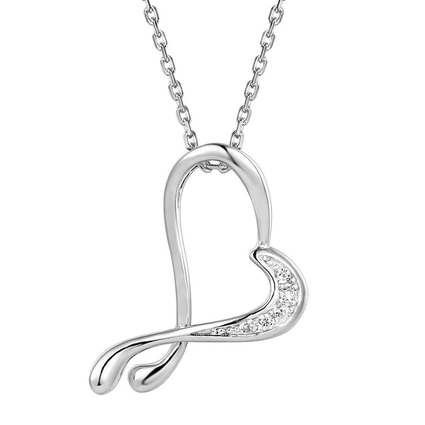 Sterling Silver Tilted Open Heart Twisted Pendant Gift Set