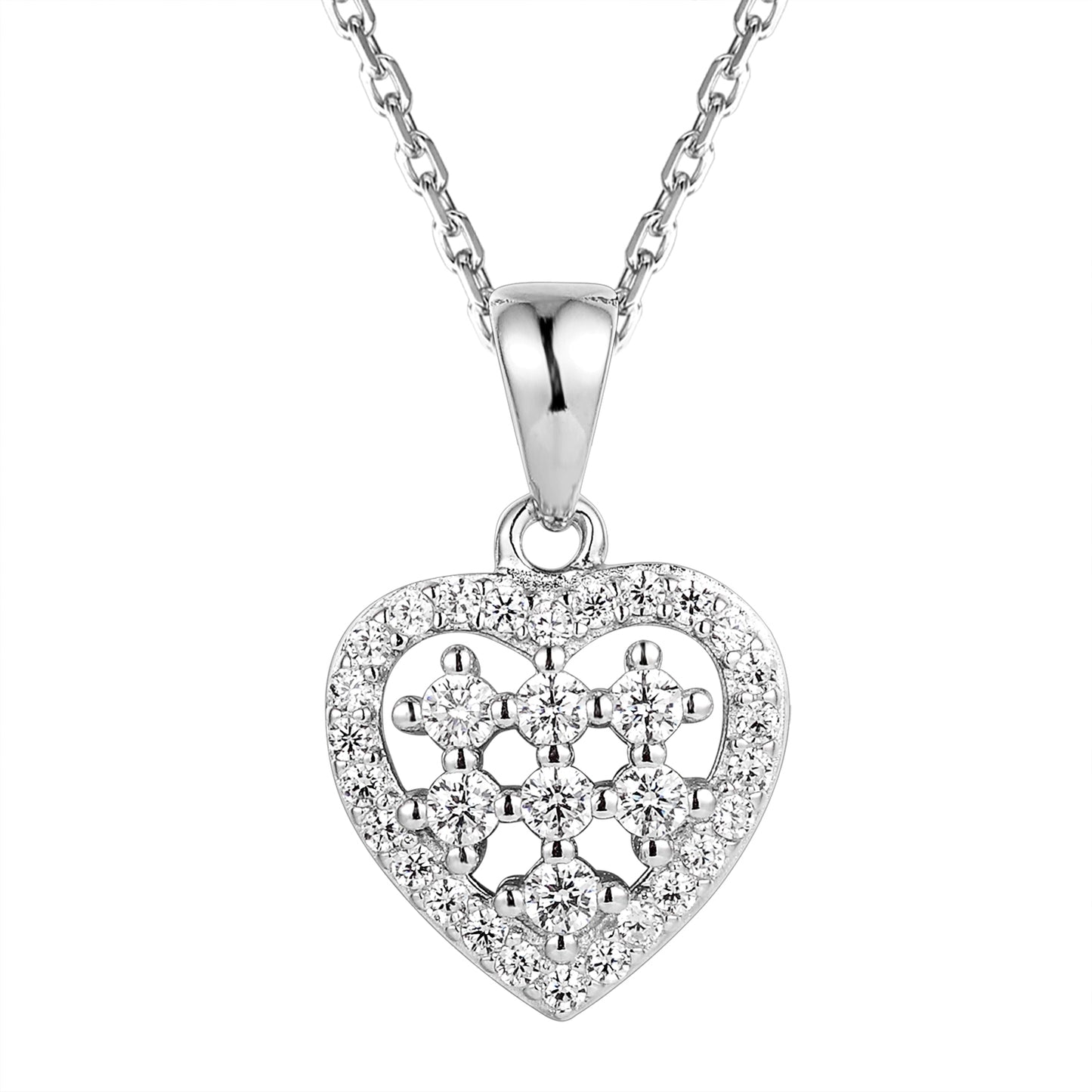 Sterling Silver Solitaire Women's Heart Pendant Valentine's