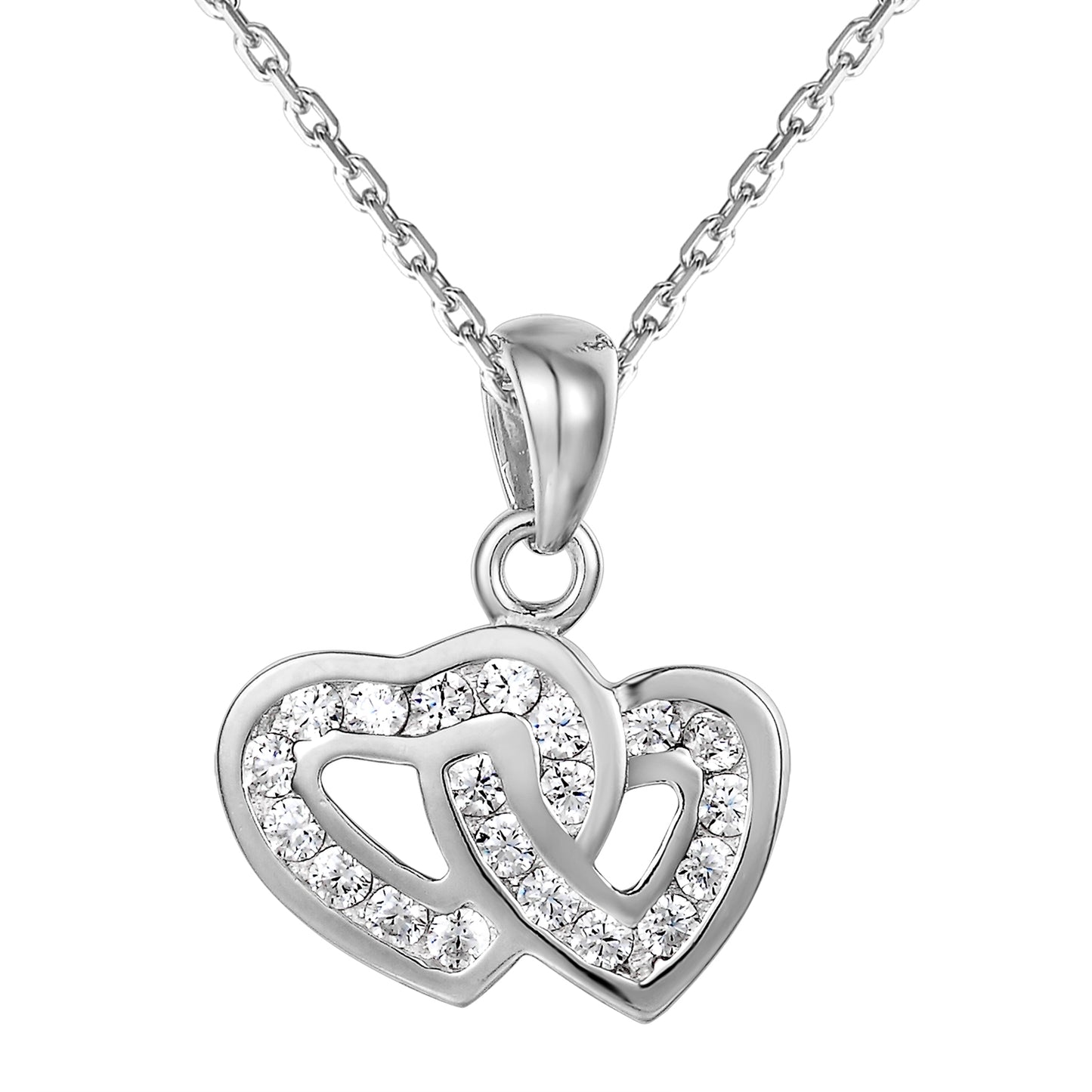 Designer Heart in Heart Solitaire Silver Love Pendant Valentine's