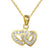 14k Gold Finish Designer Heart in Heart Solitaire Pendant Valentine's